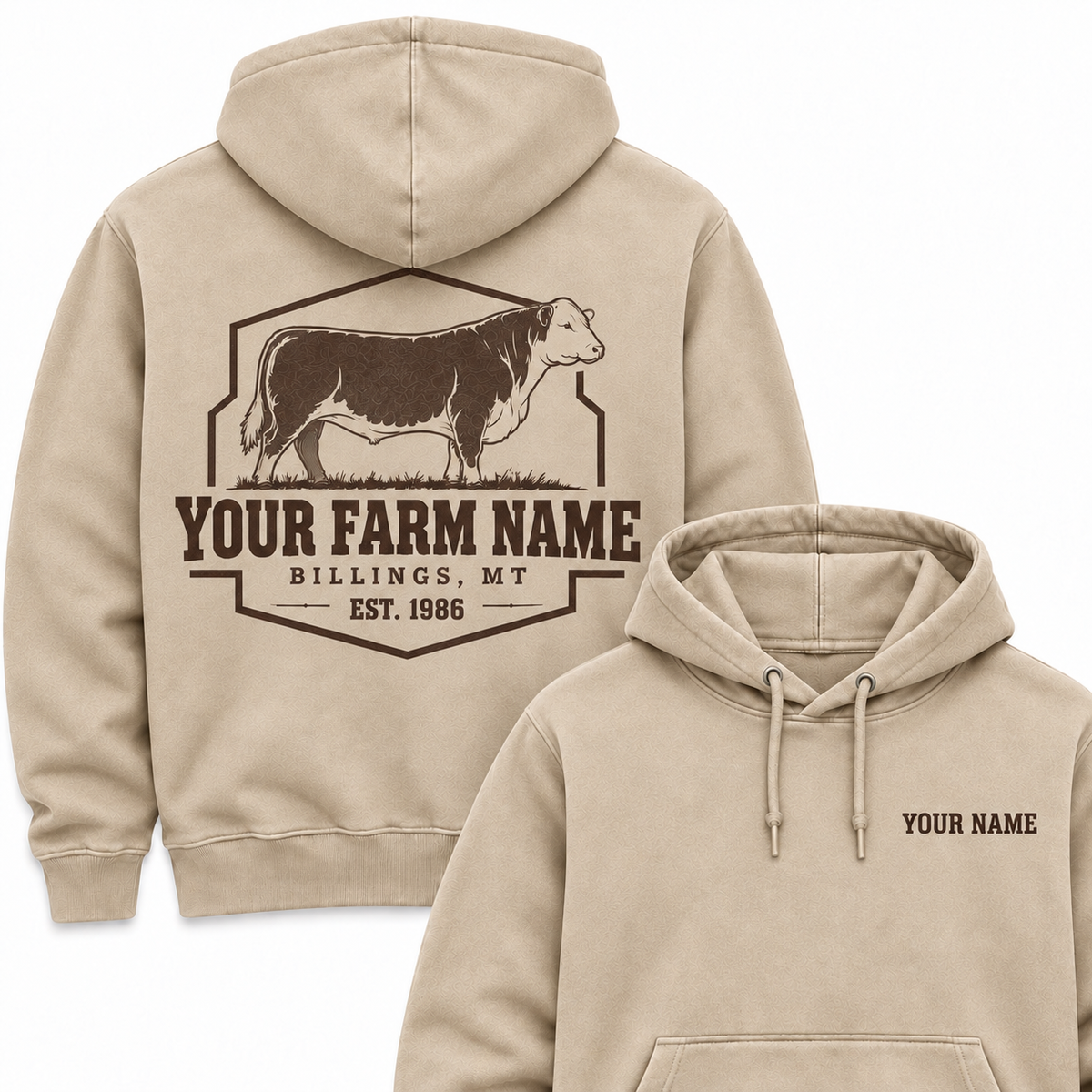 Personalized Name And Farm Name Hereford Farm Hoodie