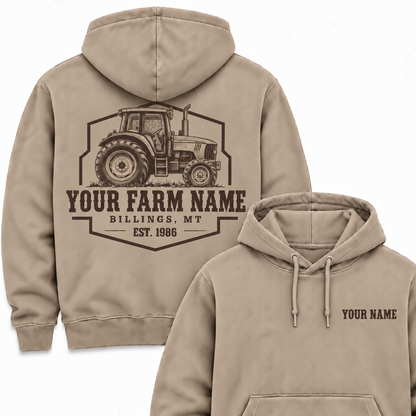 Personalized Name And Farm Name Tractor Farm Hoodie