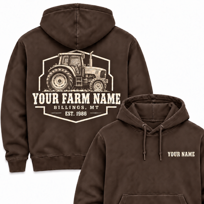 Personalized Name And Farm Name Tractor Farm Hoodie
