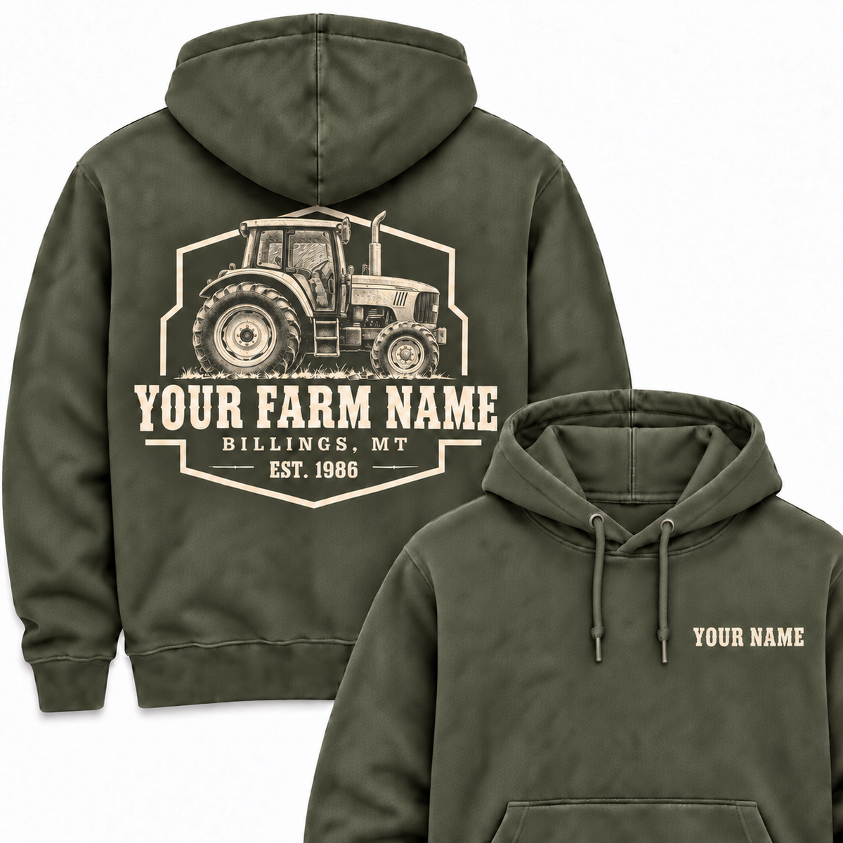Personalized Name And Farm Name Tractor Farm Hoodie