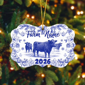 Ranvibes Personalized Black Angus Toile De Jouy Medallion Ceramic Ornament