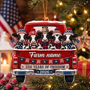 Personalized Holstein Farm Name Christmas Ornament 2026 – America 250th Anniversary