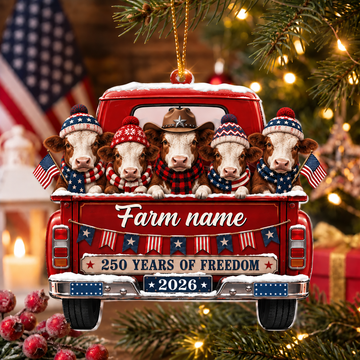Personalized Hereford Farm Name Christmas Ornament 2026 – America 250th Anniversary