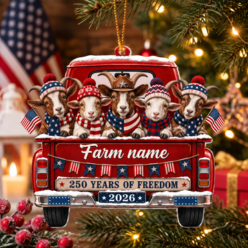 Personalized Goat Farm Name Christmas Ornament 2026 – America 250th Anniversary