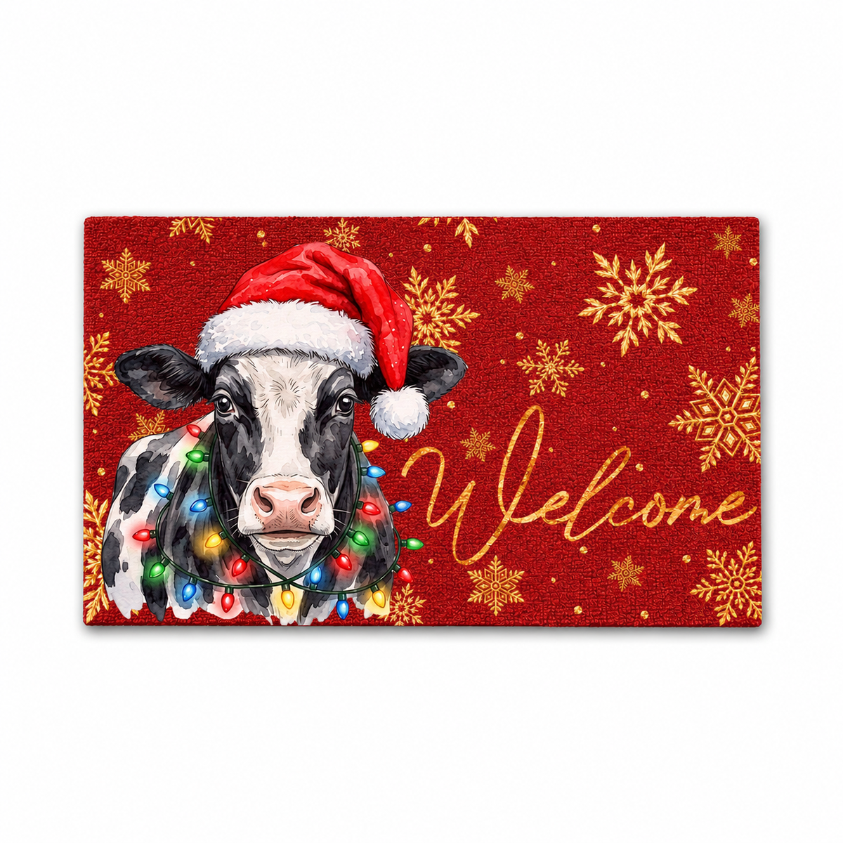 Christmas Gift Holstein Portrait Watercolor Art Welcome Mat - Personalized Weigh Coir Doormat