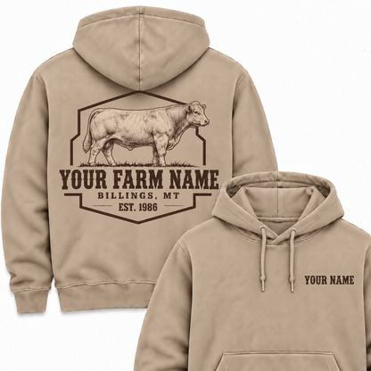 Personalized Name And Farm Name Charolais Farm Hoodie