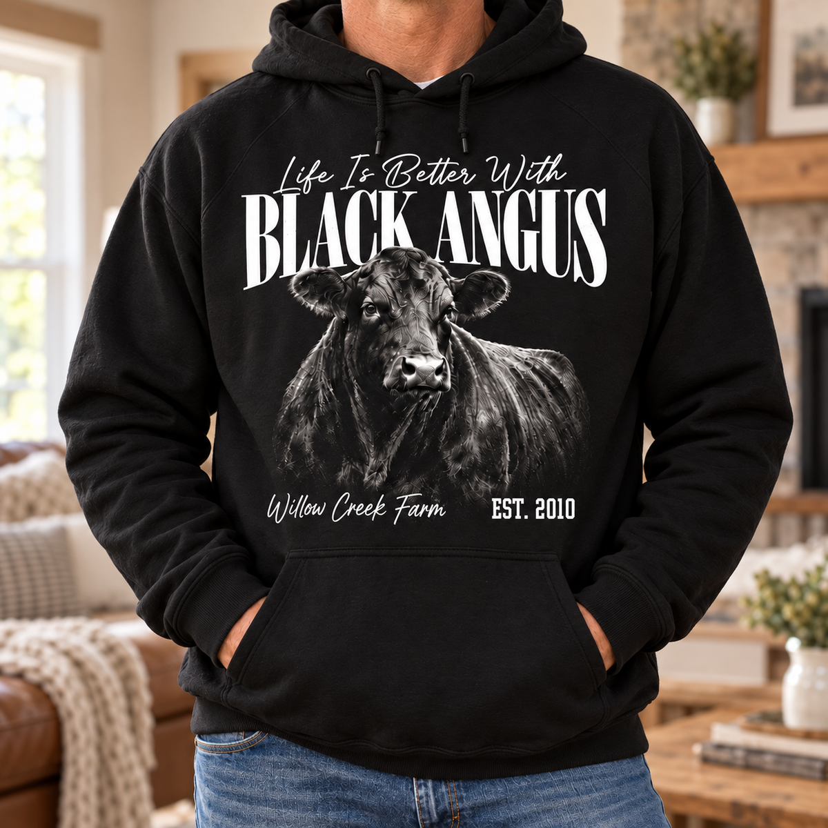 Personalized Farm Name Life Is Better With Black Angus Hoodie