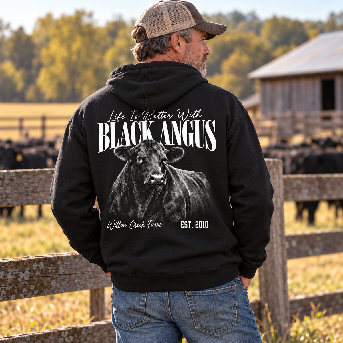 Personalized Your Name And Farm Name Life Is Better With Black Angus Hoodie