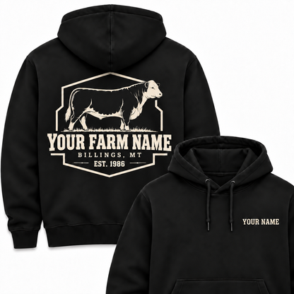 Personalized Name And Farm Name Hereford Farm Hoodie