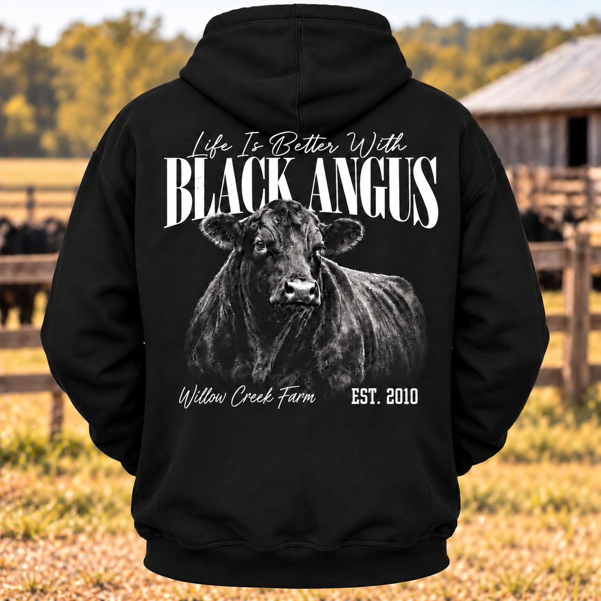 Personalized Your Name And Farm Name Life Is Better With Black Angus Hoodie