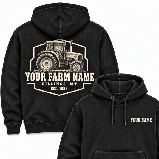 Personalized Name And Farm Name Tractor Farm Hoodie