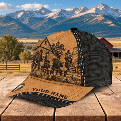 Personalized Name Hereford Pencil Drawing Effect 3D Classic Cap