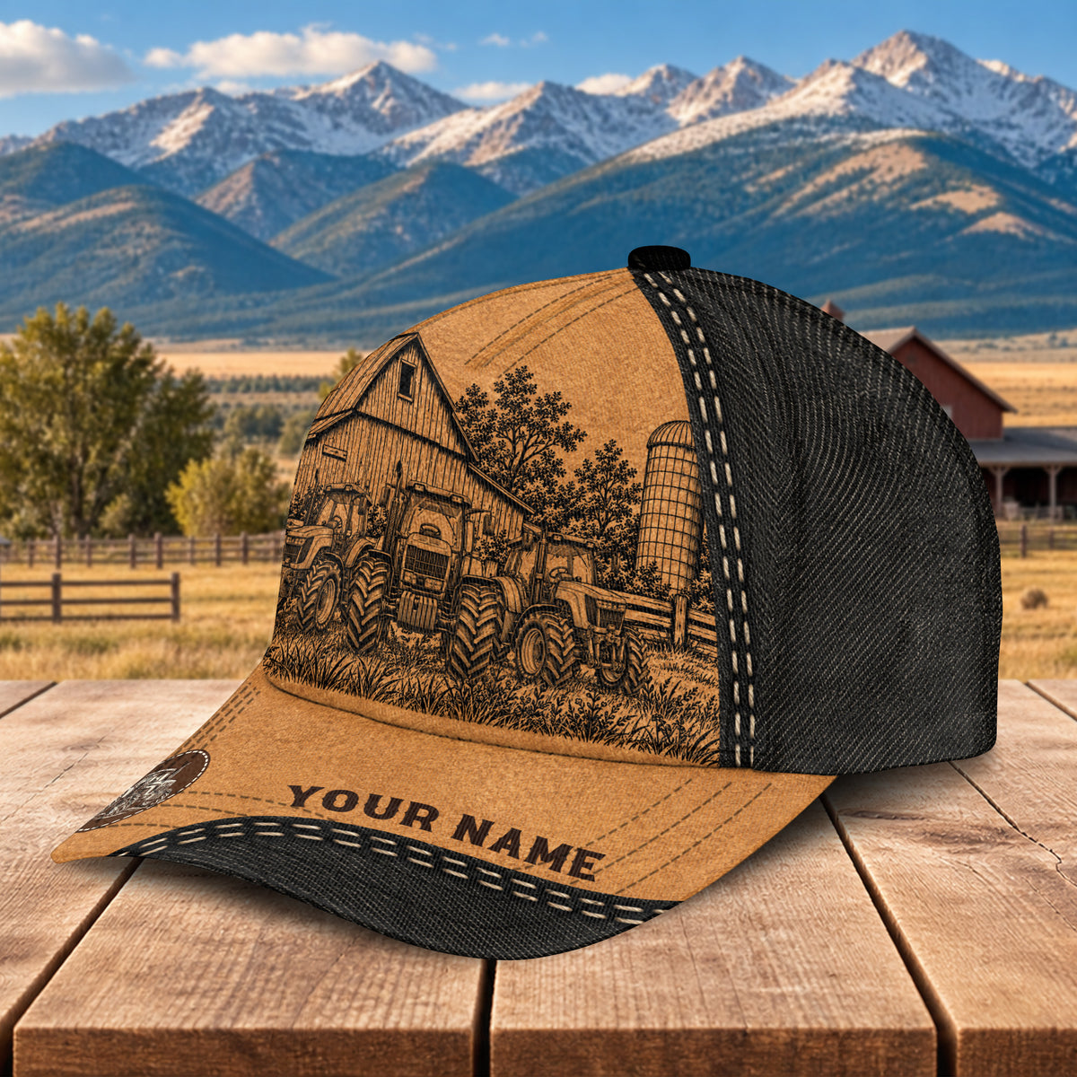 Personalized Name Tractor Pencil Drawing Effect 3D Classic Cap