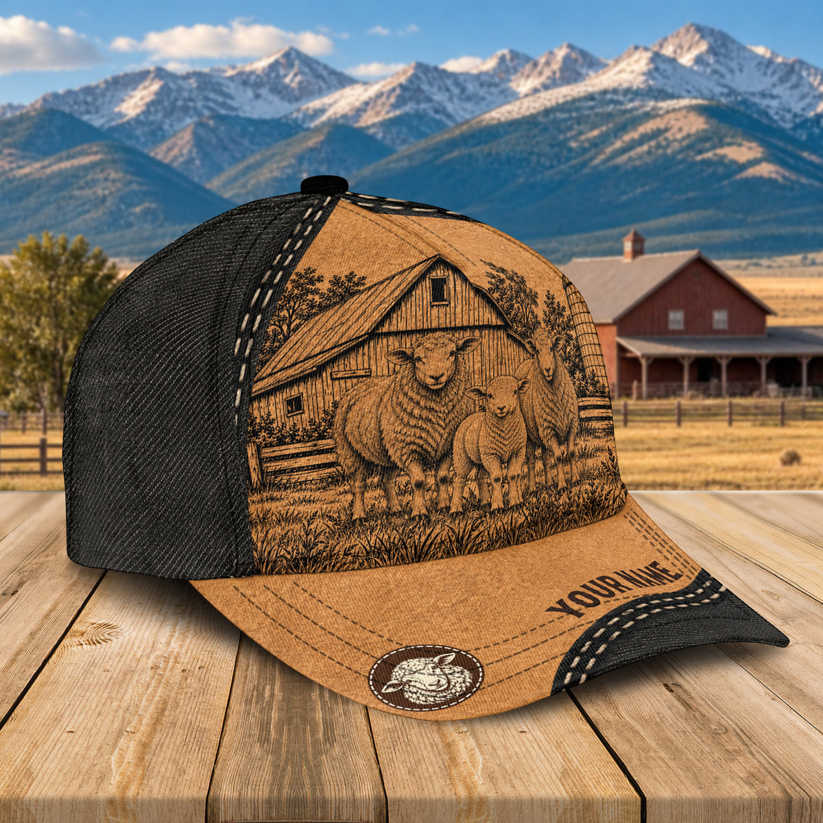 Personalized Name Sheep Pencil Drawing Effect 3D Classic Cap
