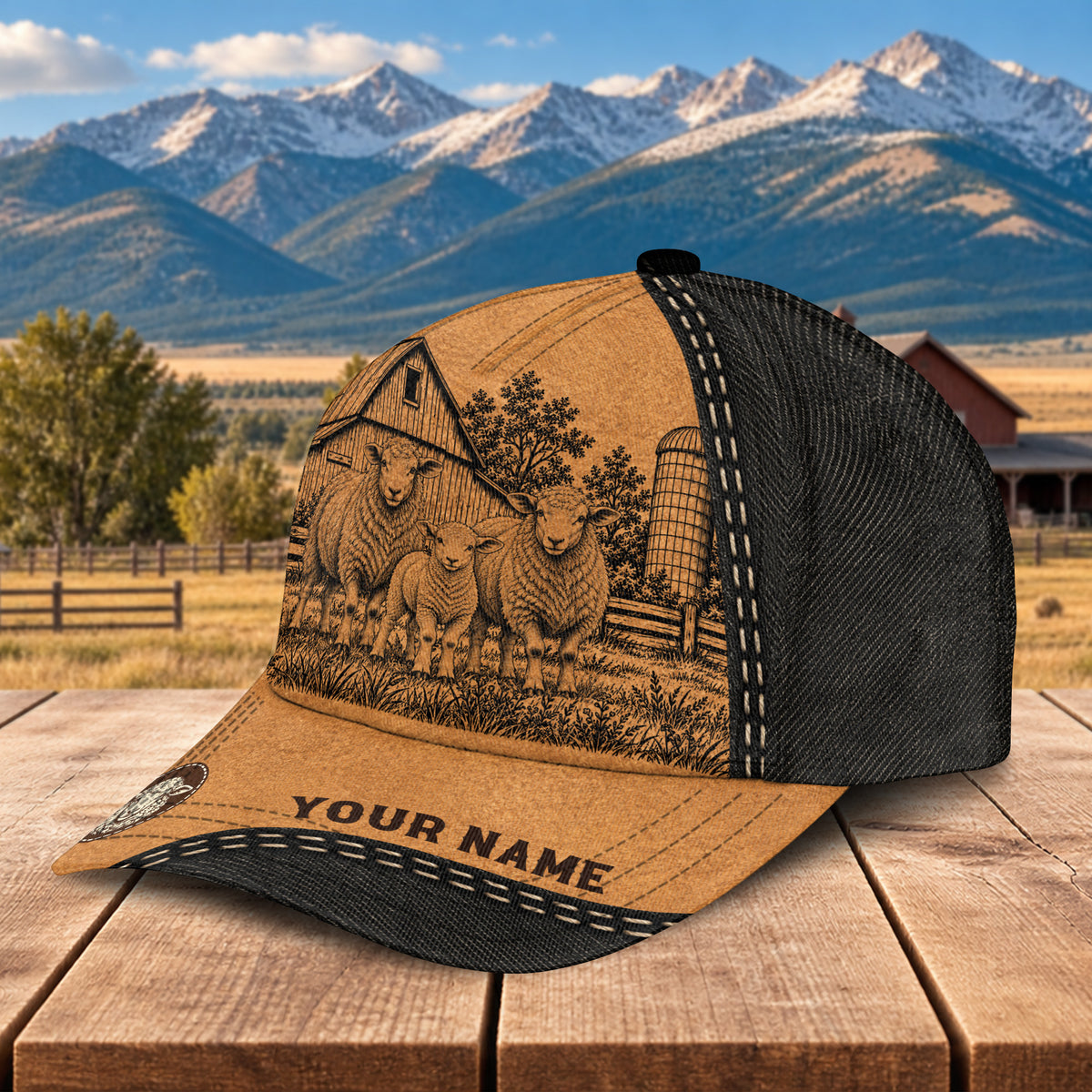 Personalized Name Sheep Pencil Drawing Effect 3D Classic Cap