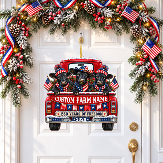 Personalized Farm Name Black Angus Farm America 250th Anniversary Wood Sign