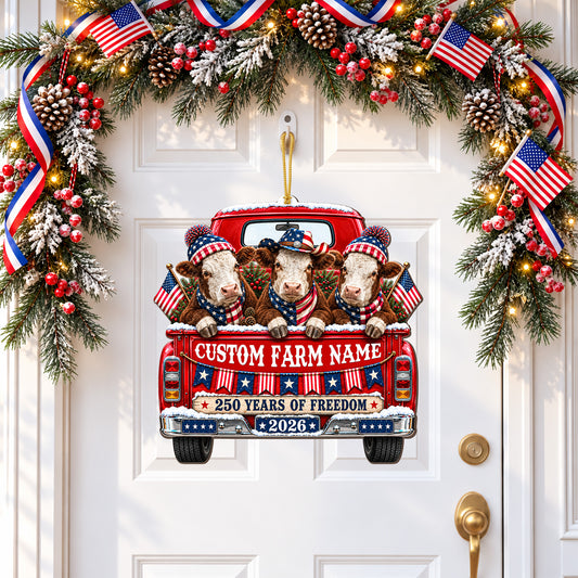 Personalized Farm Name Hereford Farm America 250th Anniversary Wood Sign