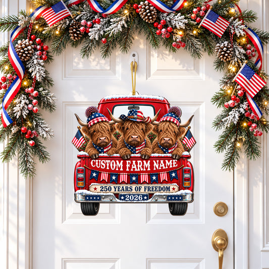 Personalized Farm Name Highland Farm America 250th Anniversary Wood Sign
