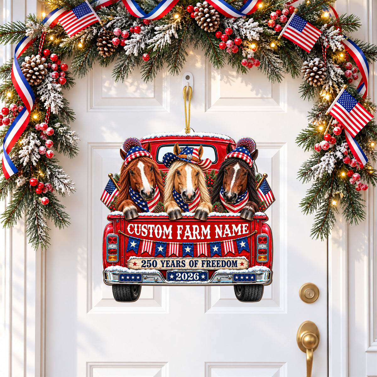 Personalized Farm Name Horse Farm America 250th Anniversary Wood Sign