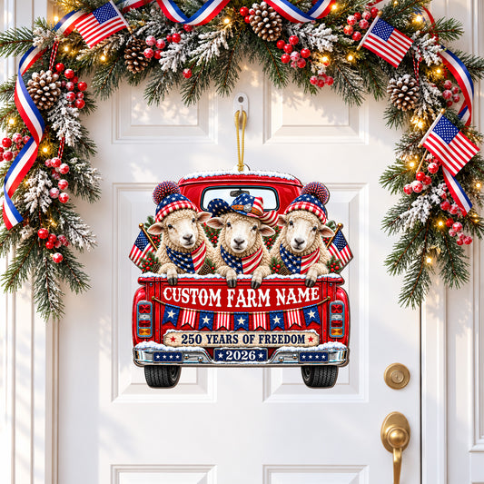Personalized Farm Name Sheep Farm America 250th Anniversary Wood Sign