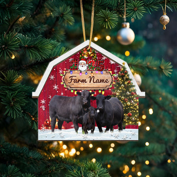 Personalized Angus Farm Cattle Merry Christmas Arcylic Ornament