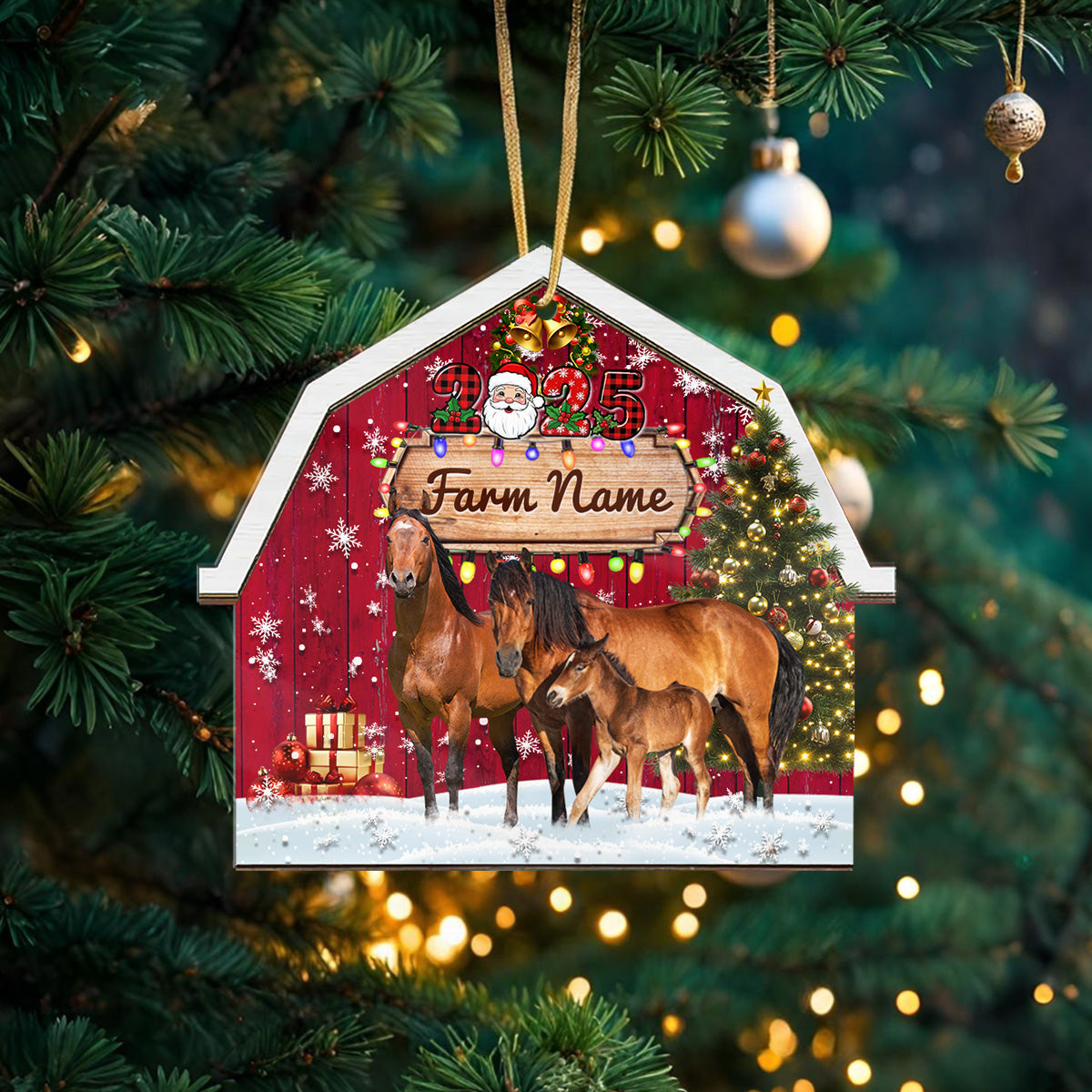 Personalized Horse Farm Cattle Merry Christmas 2026 Arcylic Ornament