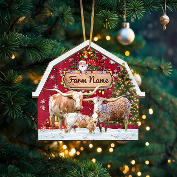 Personalized Texas Longhorn Farm Cattle Merry Christmas 2026 Arcylic Ornament