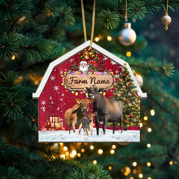 Personalized Jersey Farm Cattle Merry Christmas 2026 Arcylic Ornament