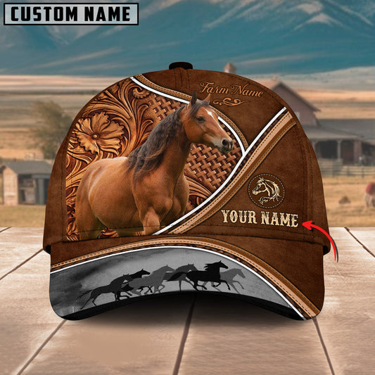 Ranvibes Personalized Horse Sunset Leather Pattern Classic Cap