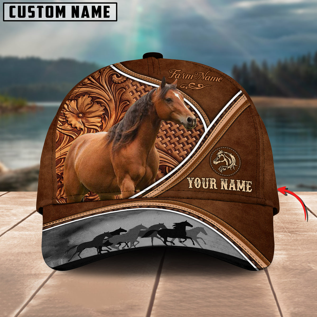 Ranvibes Personalized Horse Sunset Leather Pattern Classic Cap