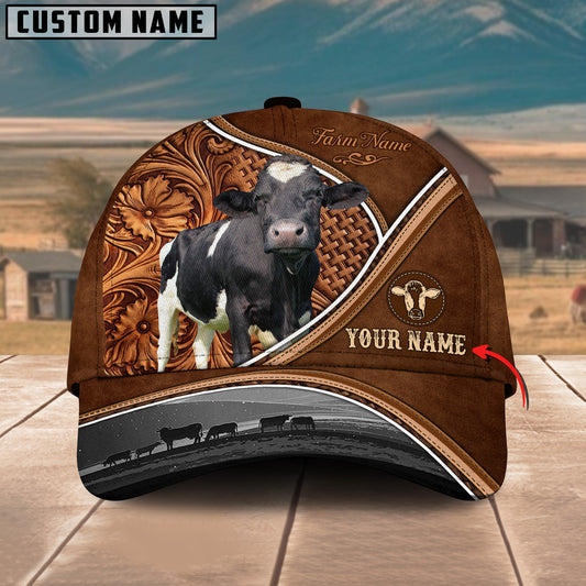 Ranvibes Personalized Holstein Sunset Leather Pattern Classic Cap