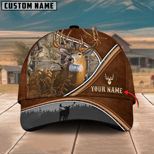 Ranvibes Personalized Deer Sunset Leather Pattern Classic Cap