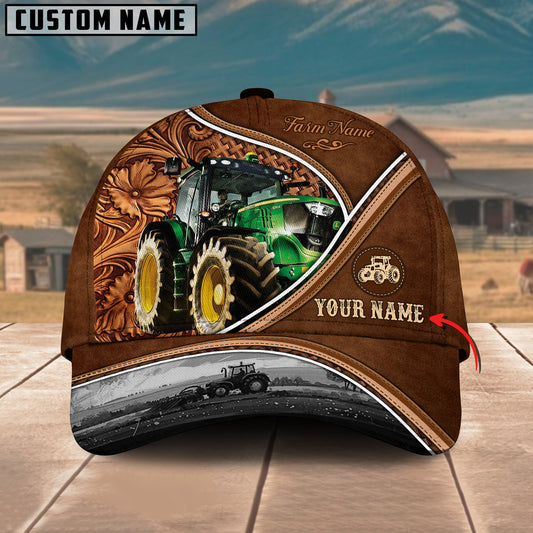 Ranvibes Personalized Tractor Sunset Leather Pattern Classic Cap