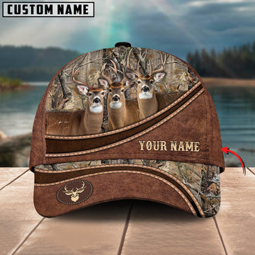 Personalized Hunting Brown Leather Pattern Classic Cap
