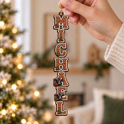 Personalized Name Black Angus Family Wooden Ornament - Name Ornament
