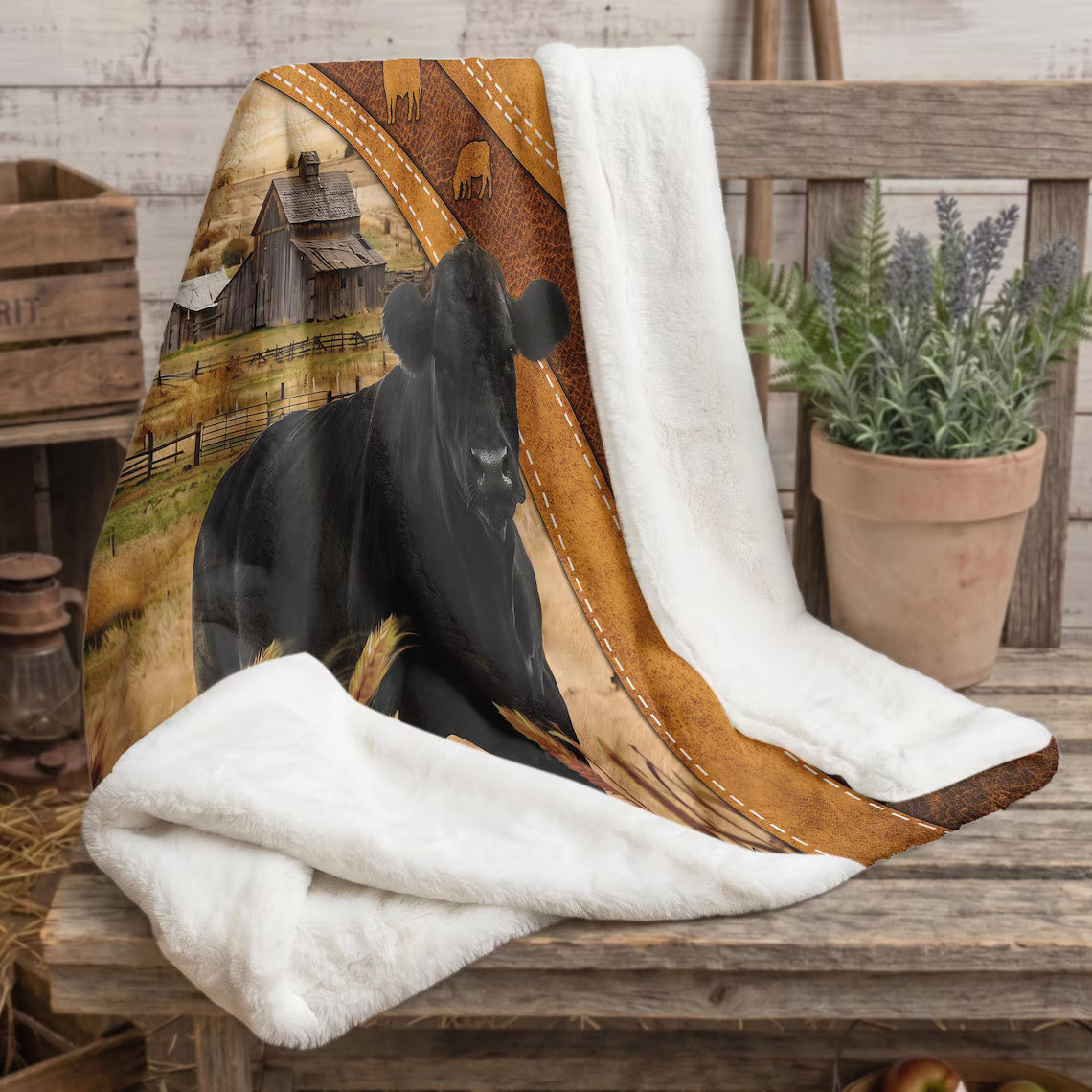 Farm Black Angus Custom Name Blanket - Personalized Blanket