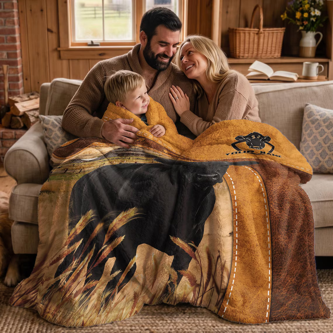 Farm Black Angus Custom Name Blanket - Personalized Blanket
