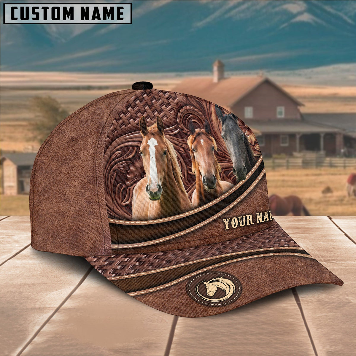 Personalized Horse Leather Pattern Classic Cap