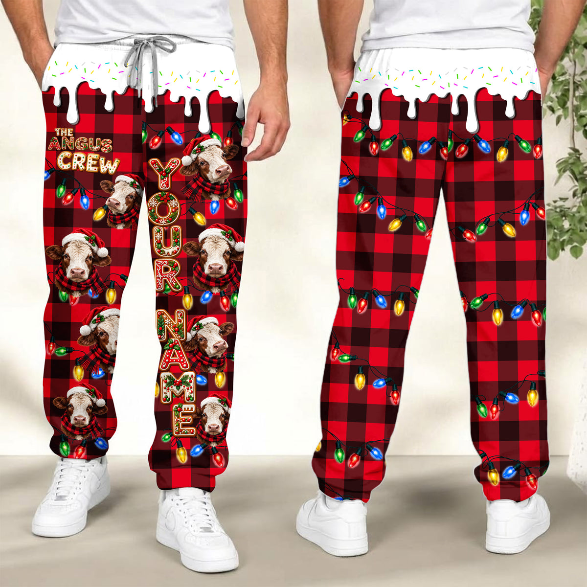 Personalized Name Hereford Cookie Crew Gingerbread Jogger Pants