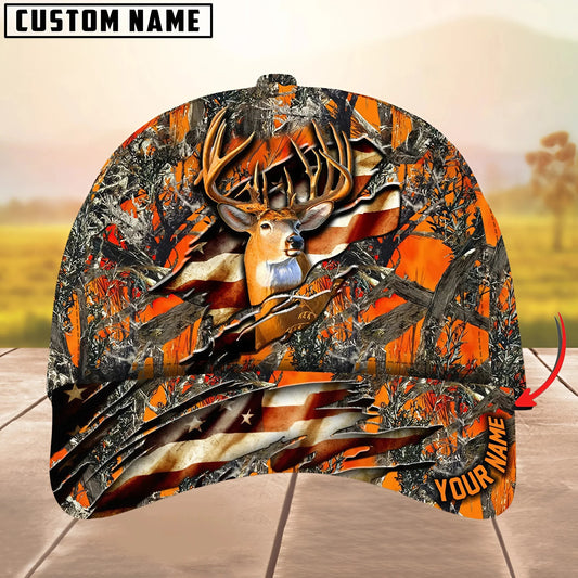Personalized Name Deer Hunting Forest Camo Pattern Multi Color Classic Cap