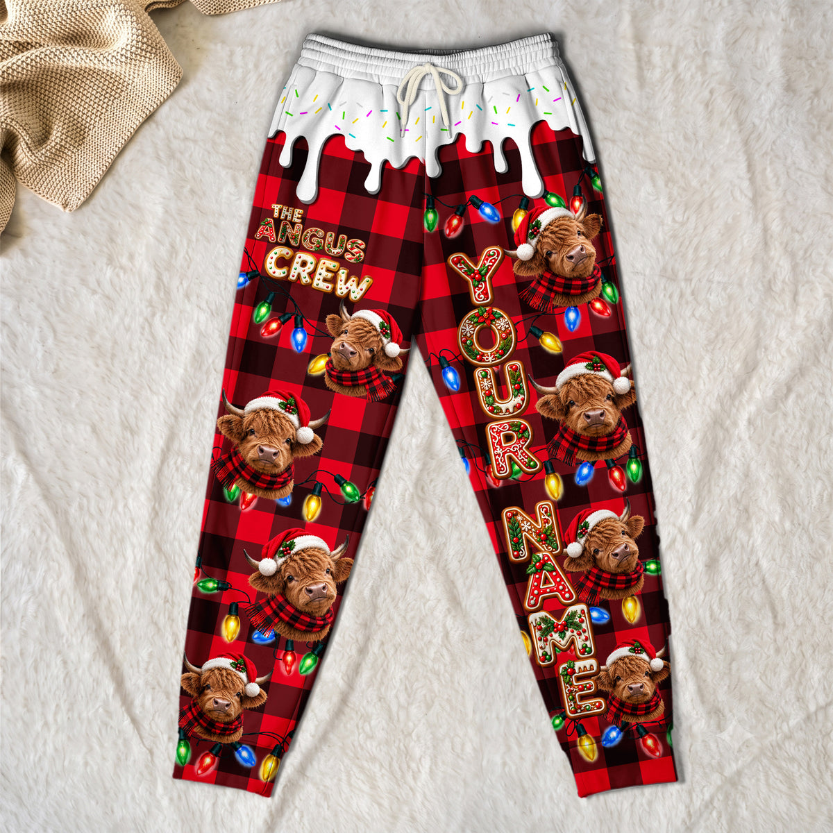 Personalized Name Highland Cookie Crew Gingerbread Jogger Pants