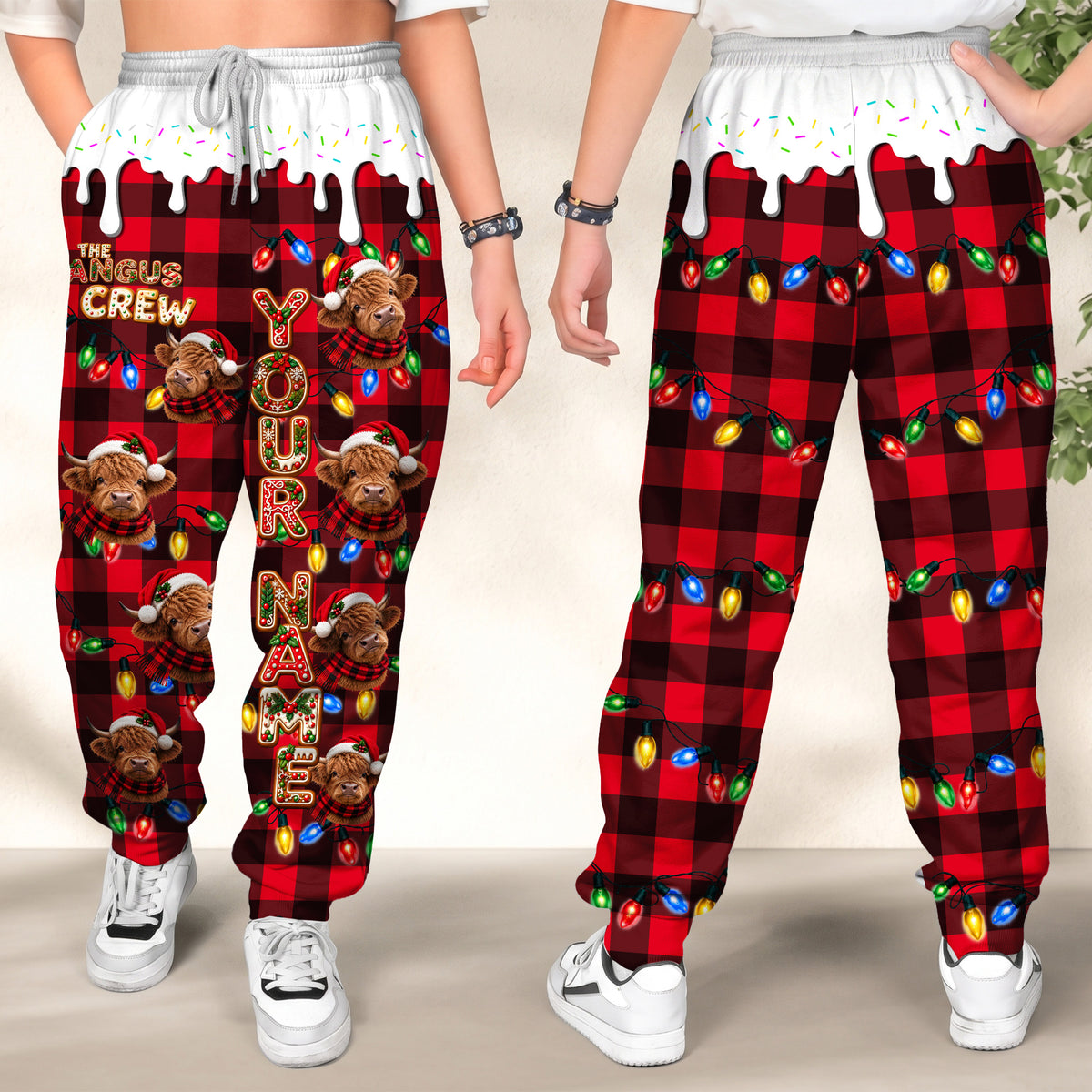 Personalized Name Highland Cookie Crew Gingerbread Jogger Pants