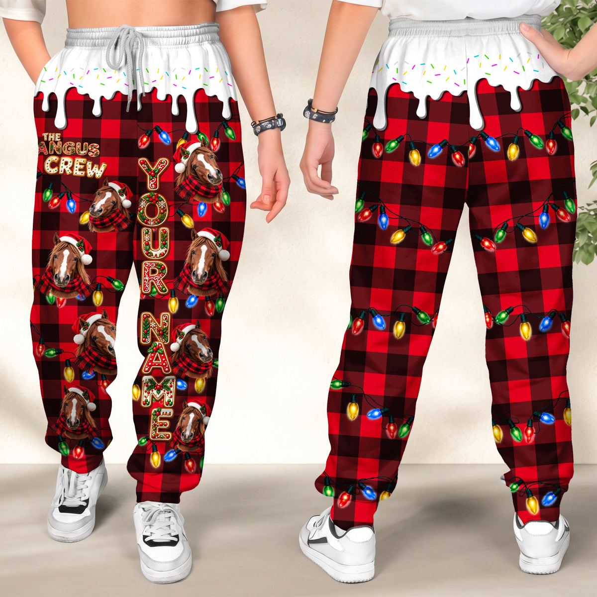 Personalized Name Horse Cookie Crew Gingerbread Jogger Pants