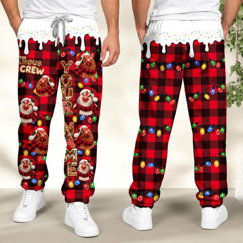Personalized Name Chicken Cookie Crew Gingerbread Jogger Pants