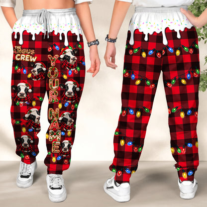 Personalized Name Holstein Cookie Crew Gingerbread Jogger Pants