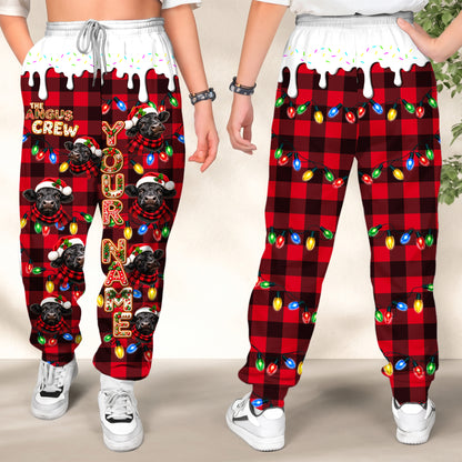 Personalized Name Black Angus Cookie Crew Gingerbread Jogger Pants