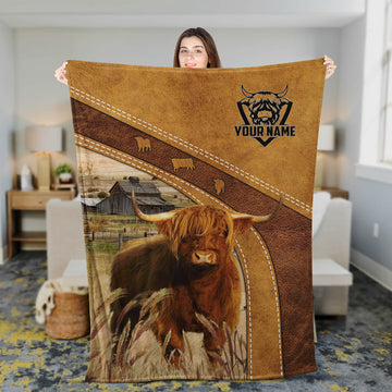 Farm Highland Custom Name Blanket - Personalized Blanket