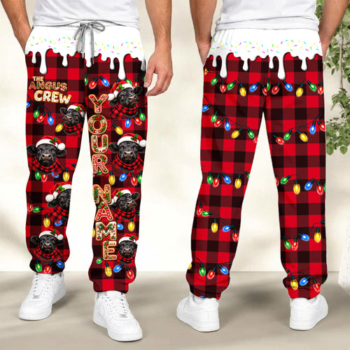 Personalized Name Black Angus Cookie Crew Gingerbread Jogger Pants