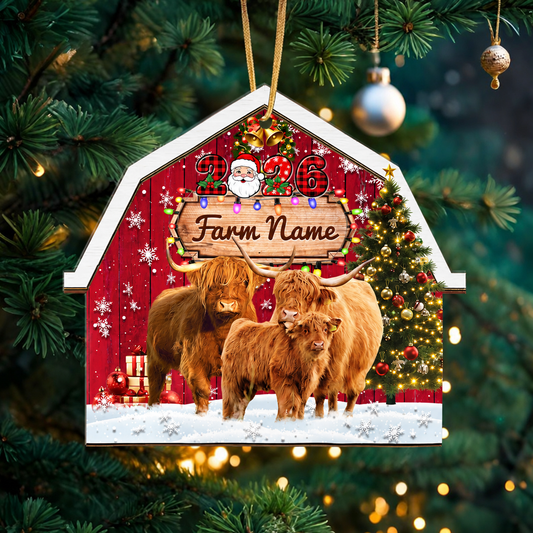 Personalized Highland Cattle Farm Cattle Merry Christmas 2026 Arcylic Ornament