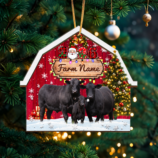 Personalized Angus Farm Cattle Merry Christmas Arcylic Ornament